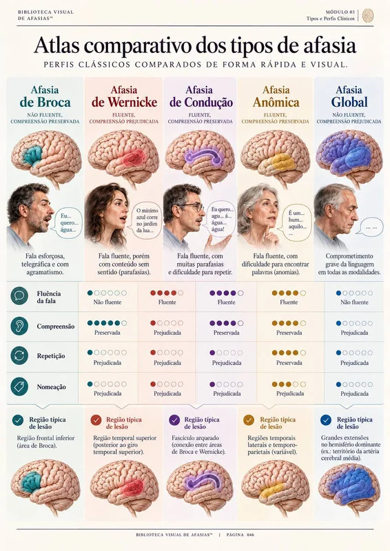 Atlas comparativo dos tipos de afasia